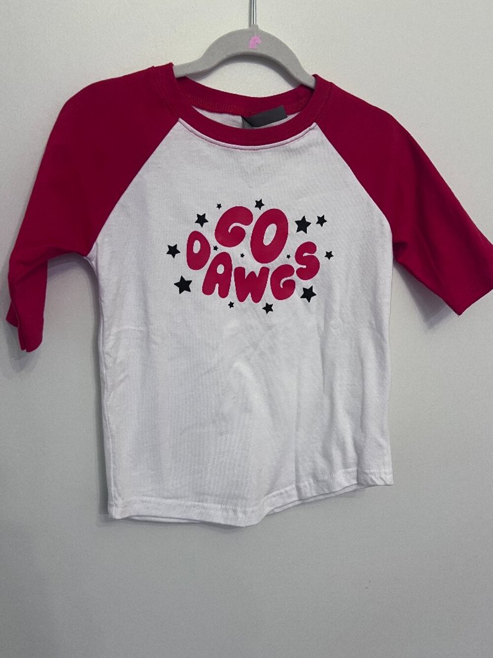 Custom UGA Bulldogs Go Dawgs Toddler Raglan Tee - Size 4T